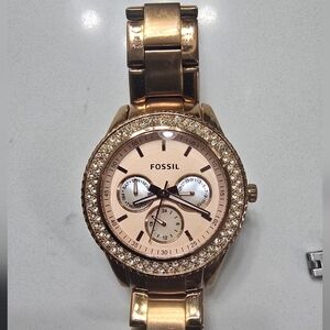 Fossil Women's Watch in Rose Gold with Crystal Accents